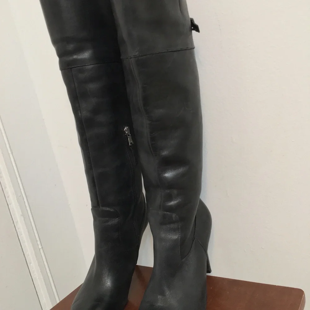 Lauren Ralph Lauren Knee Leather Boots Size 7B - Picture 13 of 15